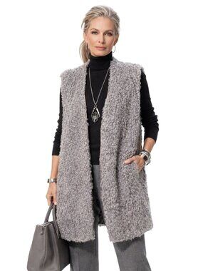 NWT Southern Stitch Womens Faux Fur Vest Plus XXL-XXXL Gray Soft Cozy Sleeveless